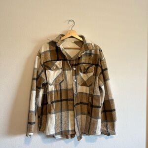 SHEIN Checkered Flannel Shirt Jacket